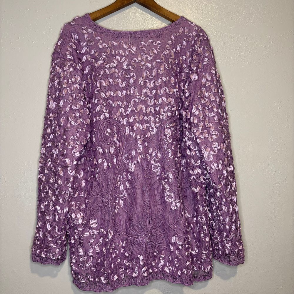 Vintage Lavender Ellim USA Women's Jacket Embroidered‎ Beaded Long Sleeve Lace - Picture 5 of 11